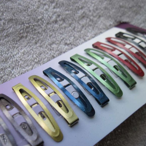 12 Goody Metal Hair Contour Snap Clips Glittery Sparkly Metallic Colors Breanna - Picture 3 of 6